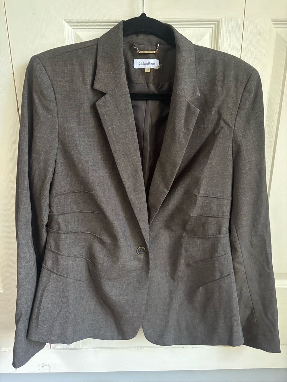 Calvin Klein Women's Charcoal Single-Button Blazer